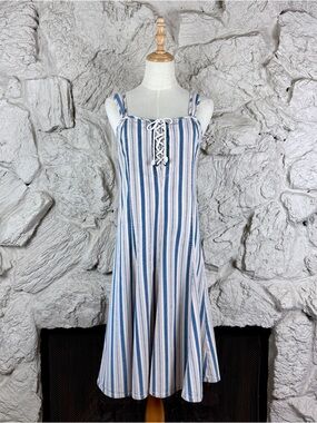 Ralph Lauren Jeans Co. c. 1990s Lace-Up Dress Harbor Stripe | 4